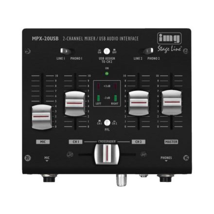 IMG Stageline MPX-20USB, 3-csatornás sztereó DJ keverőpult